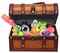 Leather Treasure Chest Full of Toys (Treasure Box and 50 Toy Pcs)